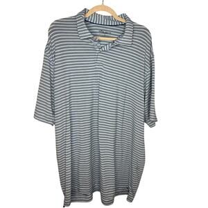 Peter Millar Seaside Golf Polo Shirt Men's Size XL Blue Striped Active Stretch